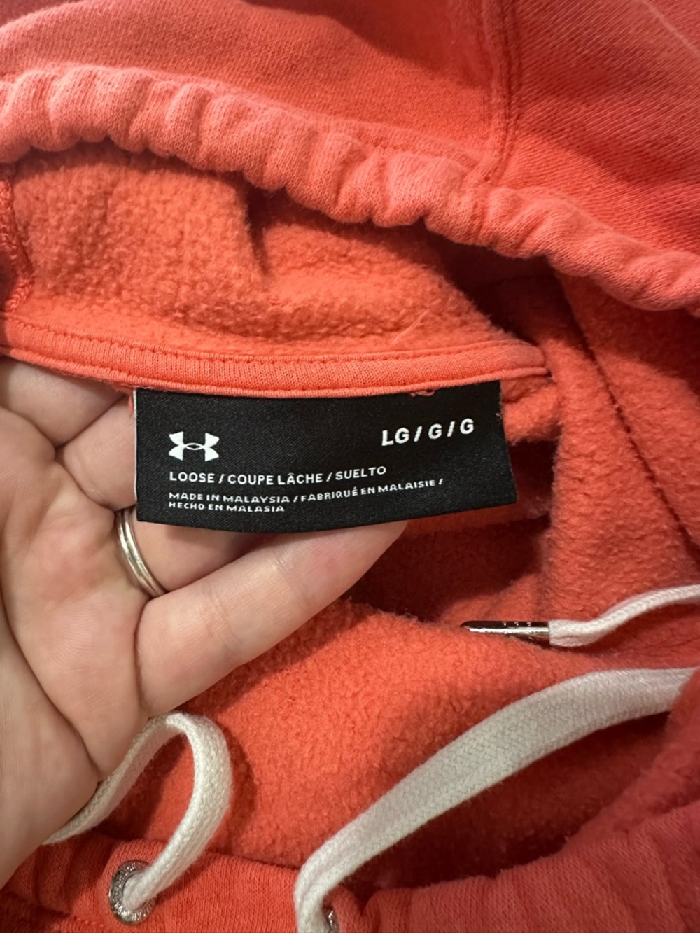 Under Armour Women's Large Coral Loose Fit Hoodie Sweatshirt - Picture 4 of 8